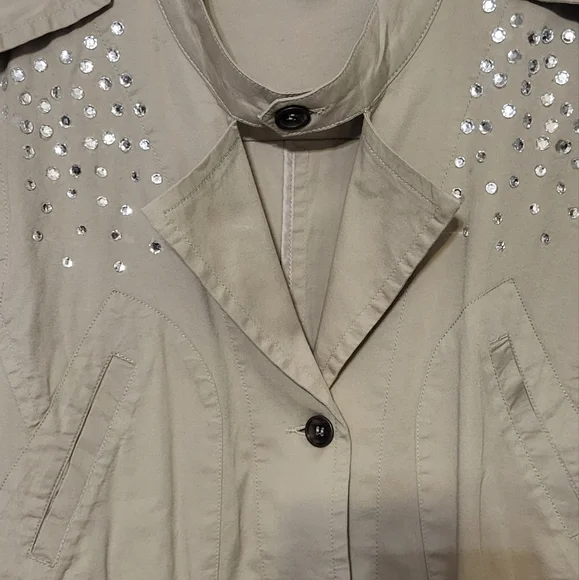 Style & Co Women's Tan Bejeweled Utility Jacket/Coat Size Large EUC - Picture 5 of 10